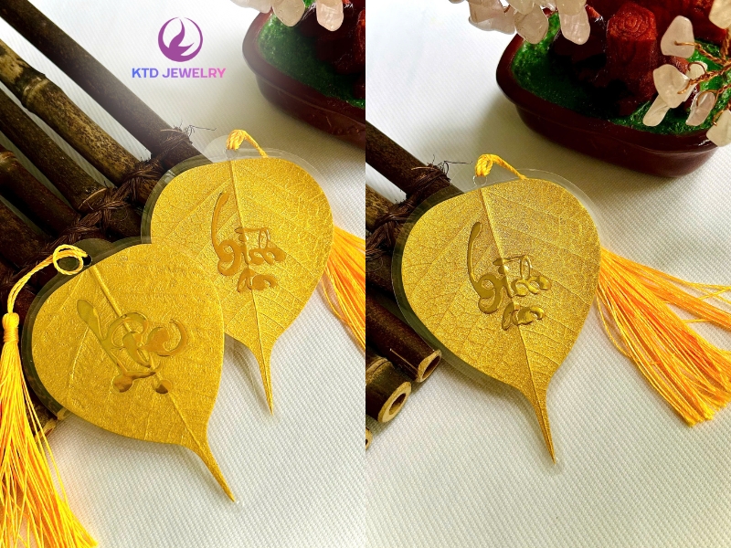 Lá bồ đề chữ vàng nhũ 24K VIP