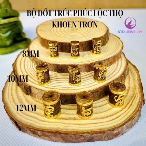 Đốt Trúc Trầm Tốc Bọc Khoen Mạ Vàng, Charm Phúc Lộc Thọ - Ảnh 2